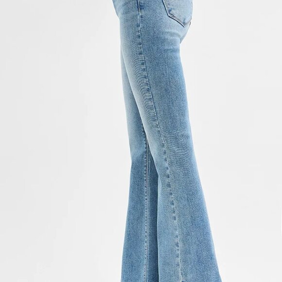 RISEN Full Size Tummy Control Elastic Band High Rise Flare Jeans Plus Size - Picture 4 of 7